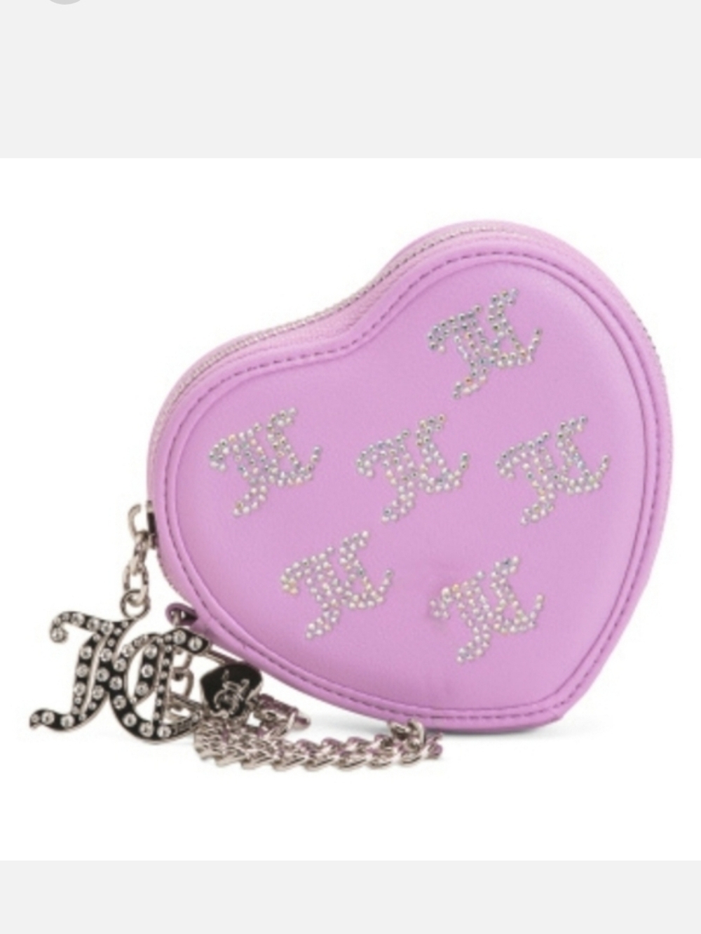 Juicy Couture Lilac 💜Heart Wristlet with Crystal Logo Charm
